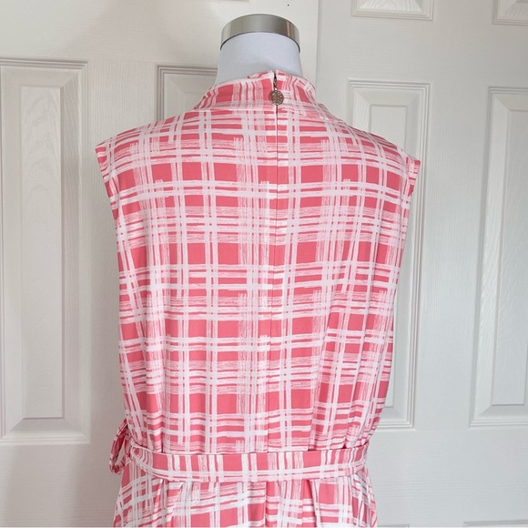 🛑SOLD🛑Tommy Hilfiger Sleeveless Fit & Flare Wrap Peach White Dress Size 18 - Picture 10 of 14